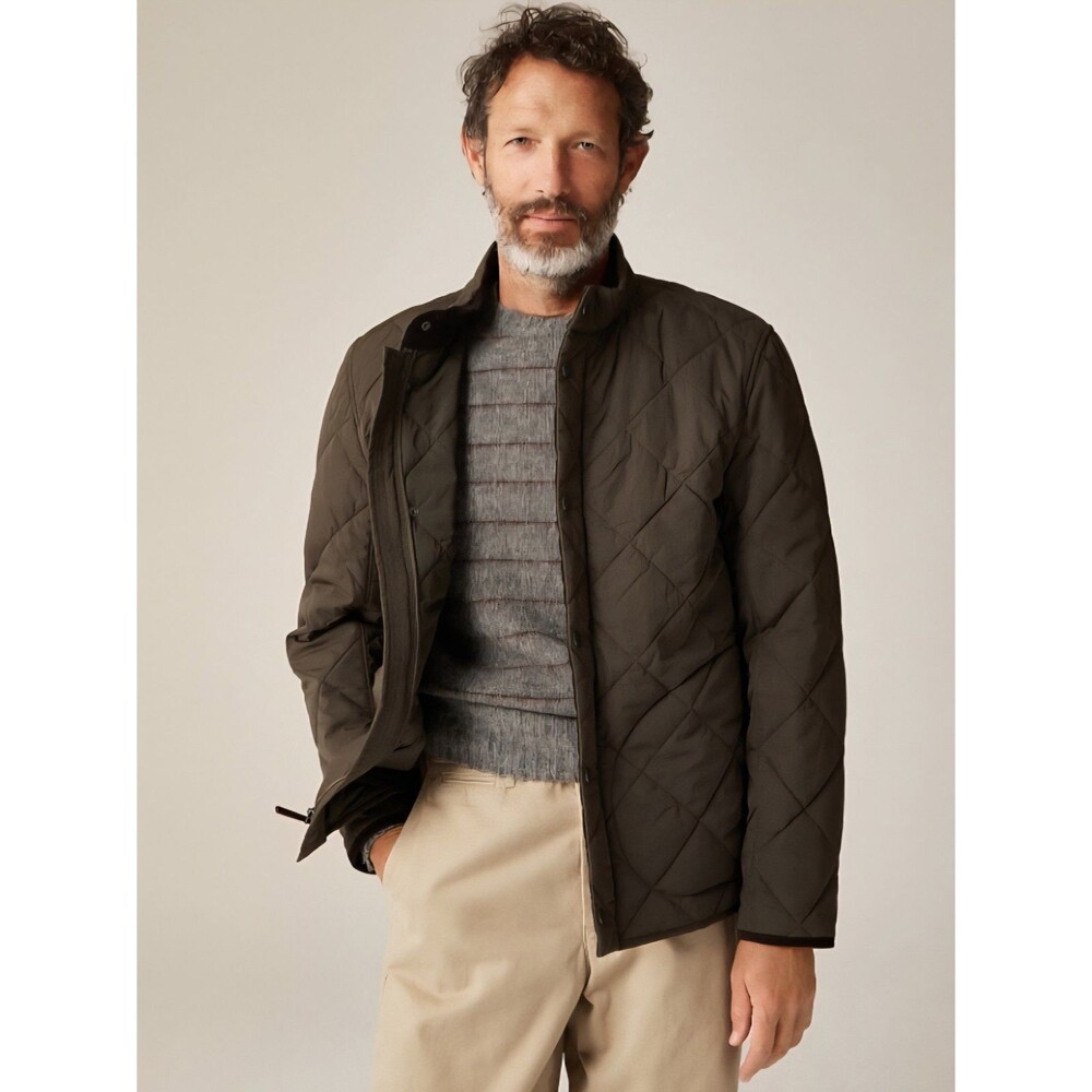 J.Crew Sussex Quilted Jacket with PrimaLoft® Deep Olive CB622 $238 Size L NWT